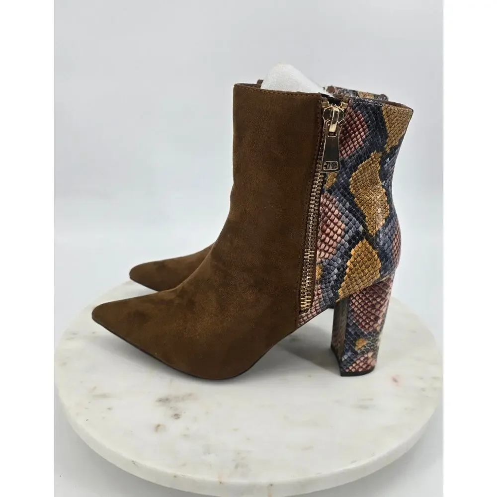 Bamboo‎ Faux Suede and Snake Skin Boots